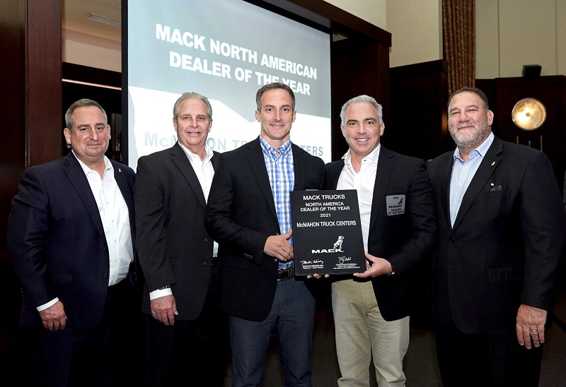 Brad and Mike McMahon receiving Mack Truck Dealer of the Year Award